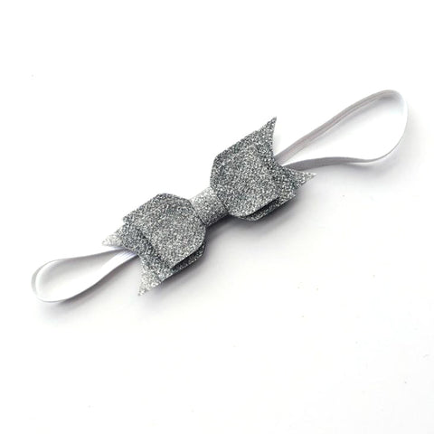 LAYERED GLITTER BOW HEADBAND (SILVER) - QKiddo.com