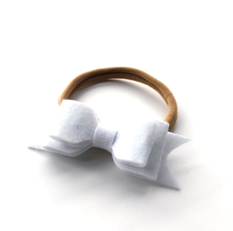WOOL FELT BOW HEADBAND (WHITE) - QKiddo.com