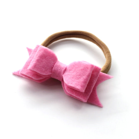 WOOL FELT BOW HEADBAND (DARK PINK) - QKiddo.com