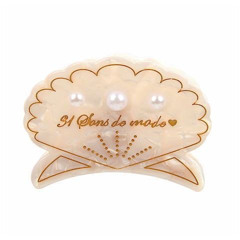 MERMAID’S PEARL SEA SHELL FRENCH JAW CLIP (CREAM) - QKiddo.com