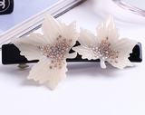 CREAMY MAPLE LEAVE SPRING HAIR CLIP - QKiddo.com