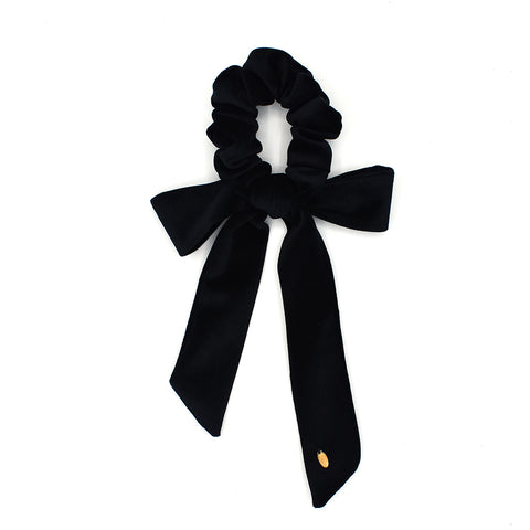 VELVET HAIR TIE BOW / SCRUNCHIE (BLACK) - QKiddo.com