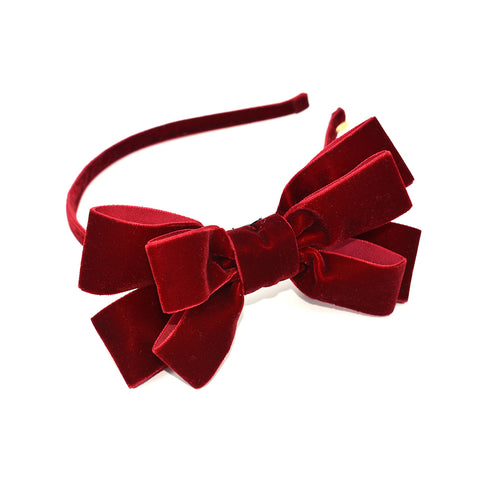VELVET RED POP UP BOW HEADBAND - QKiddo.com