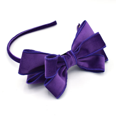 VELVET PURPLE POP UP BOW HEADBAND - QKiddo.com