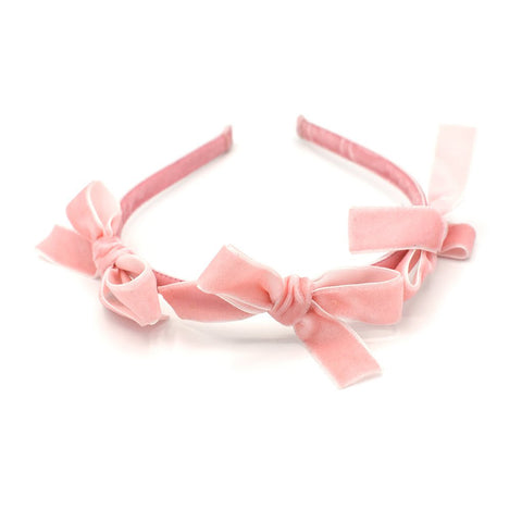 VELVET PINK BOW LUXE HEADBAND - QKiddo.com