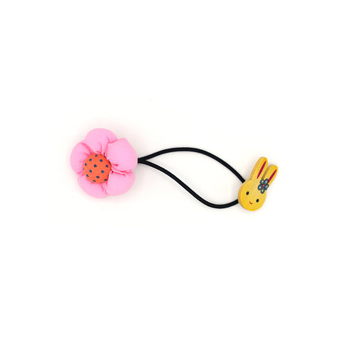 BABY FLOWER WITH BUNNY HAIR TIE (BABY PINK) - QKiddo.com