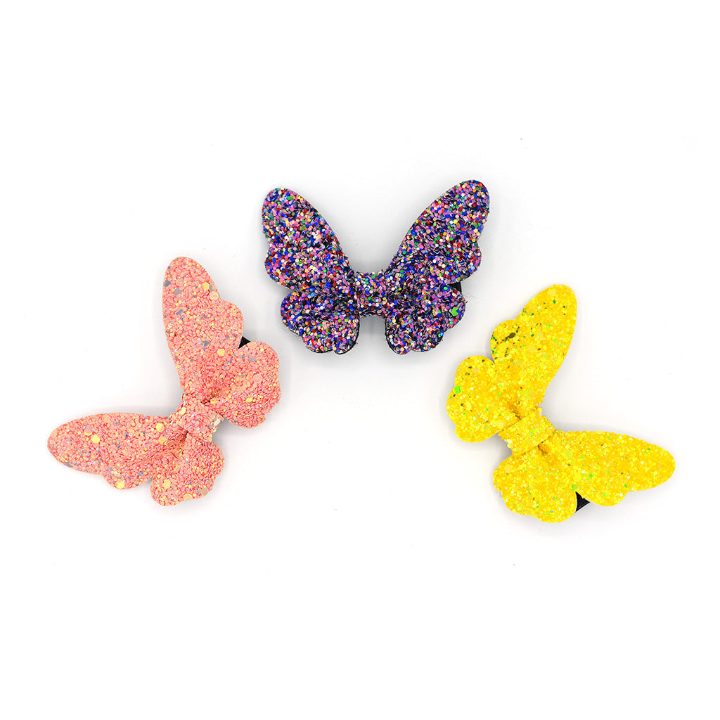 HANDMADE GLITTER BUTTERFLY HAIR CLIP (PINK)