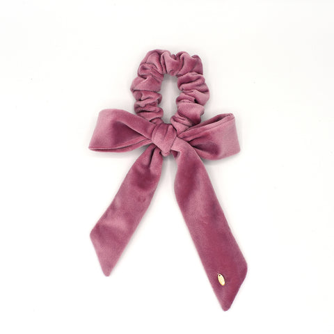 VELVET HAIR TIE BOW / SCRUNCHIE (PINK) - QKiddo.com