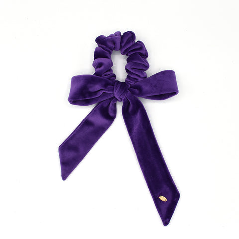 VELVET HAIR TIE BOW / SCRUNCHIE (PURPLE) - QKiddo.com