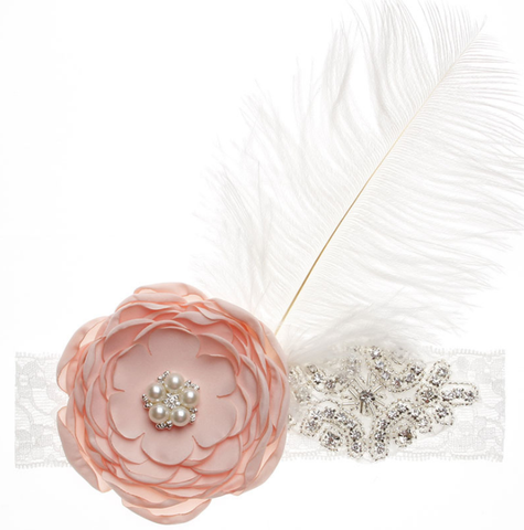 CRYSTAL FLOWER FEATHER HEADBAND - QKiddo.com