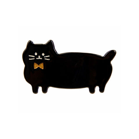 GOLD BOW TIE PUSS CAT (DUCK HAIR CLIP, BLACK) - QKiddo.com