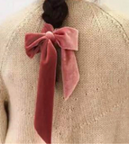 VELVET HAIR TIE BOW / SCRUNCHIE (PINK) - QKiddo.com