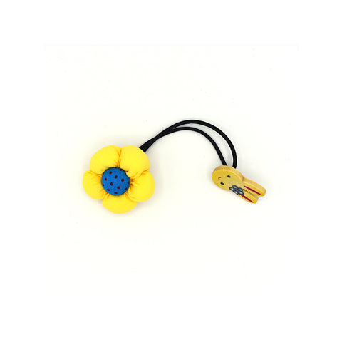 BABY FLOWER WITH BUNNY HAIR TIE (YELLOW) - QKiddo.com