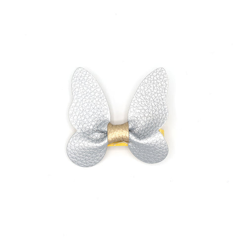 LEATHER BUTTERFLY HAIR CLIP (SILVER) - QKiddo.com