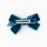 VELVET HAIR BOW CLIP (BLUE) - QKiddo.com