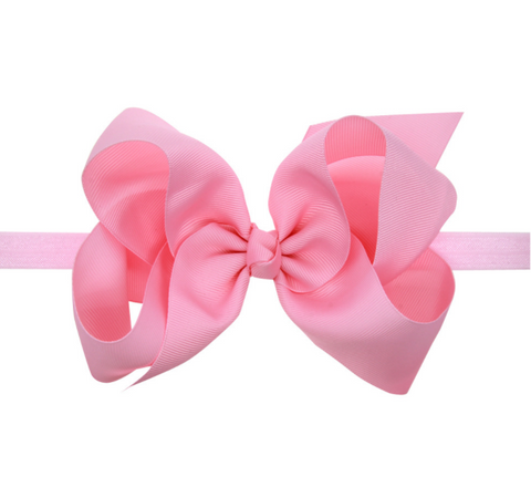 6 INCH HAIR BOW BAND (PINK) - QKiddo.com