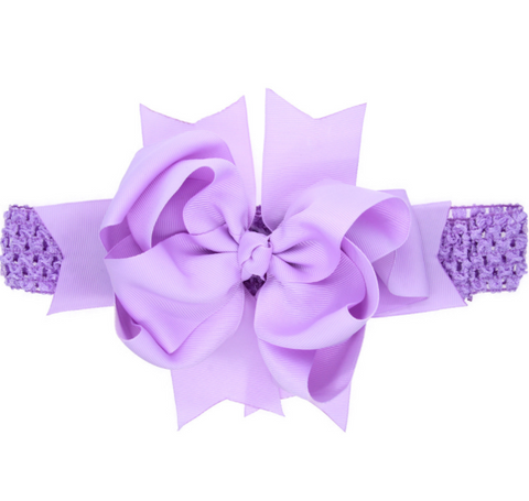 8 INCH MULTIPLE LAYERED HAIR BOW BAND WITH CLIP (PURPLE) - QKiddo.com