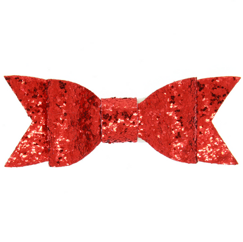 LARGE GLITTER HAIR BOW CLIP (RED) - QKiddo.com